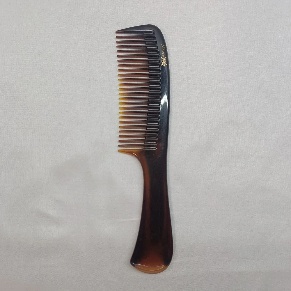 Vintage Melco Faux Tortoise Shell Handle Hair Comb Brown Made in Colombia 3053